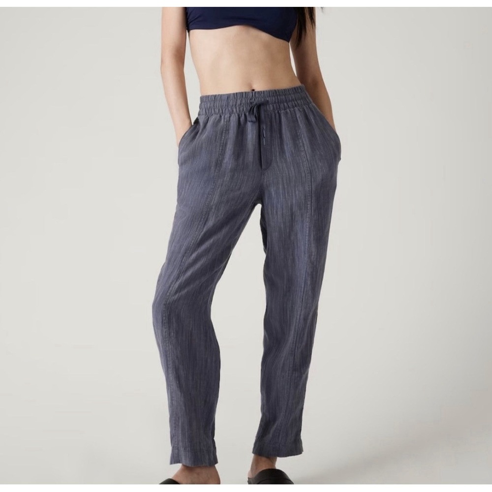 Athleta Retreat Linen Ankle Pants Womens Size Medium Minimalist Neutral Resort
